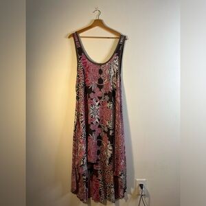 Flowy Pink & Black Asymmetrical Free People Dress